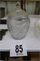 (10 Inch Tall) Pressed Glass Jar With Lid