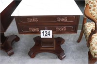 Vintage (2 Drawer) Marble Topped Table (24x20x27")