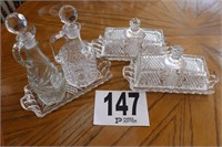(2) Decanters With Under Plate And (2) Covered