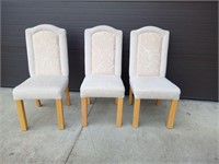 AMH1929- Set Of 3 Beige Upholstered Chairs Dining