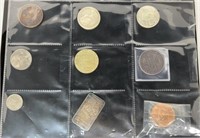 (9) Assorted Foreign Coins & Silver Bullion