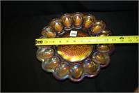 Orange Luster Carnival Glass Egg Plate
