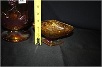 Amber Luster Pitcher; Diamond - shaped footed bowl