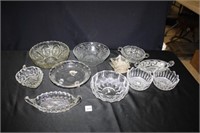 Glass Cut glass patterned Bowls; some Crystal