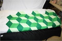 Shades of Green Quilt; Geometric Pattern/Borders