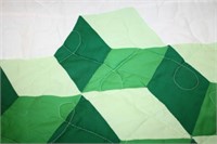Shades of Green Quilt; Geometric Pattern/Borders