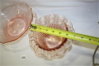 Pink Depression Glass Bowls; Old Colony open Lace