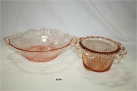 Pink Depression Glass Bowls; Old Colony open Lace