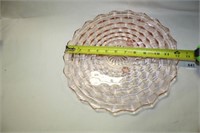 Pink Fostoria Glass Cake Plate w/small feet 12" d