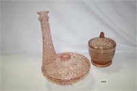 Pink Glassware - Various Patterns; 9" t Bud Vase