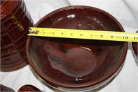 Marcrest Brown Stoneware Dishes; Cookie jar (chip)