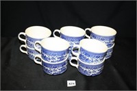 Blue/White Asian Print Teacups (10) total