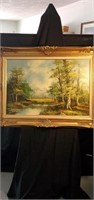 Oil painting signed EA. Boykins 34"×46"