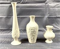 Lot of 3 Lenox Ivory Colored Vases