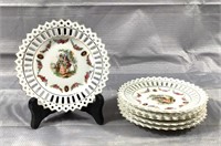 (6) 5.5" German Lace Edge Decorative Plates