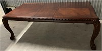 HEAVY WOOD DINING TABLE WITH LEAF