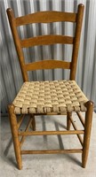 VINTAGE WOOD CHAIR WOVEN BOTTOM