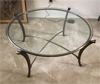 40" Round glass-top coffee table