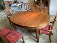 Lammerts dining table, 6 chairs, 2 leaves 66x45