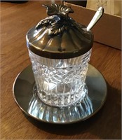 Sheffield silverplate jelly jar with underplate