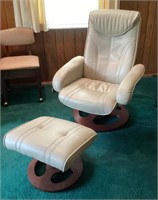 Swivel leather chair & ottoman