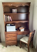 Henry Link desk with hutch, chair, contents