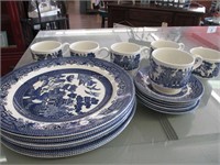 Lot of 18 Pc Blue Willow Churchill England Dishes