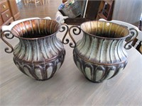 Pair of Metal Vases 14" Tall