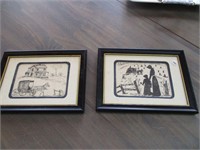 Pair of 4x6 Framed Amish Prints
