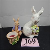 BUNNY CANDLE HOLDER 6 IN & FIGURINE 9 IN