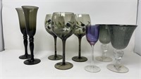 Champagne Flutes, Water Goblets, Smokey Glass
