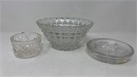 Crystal Bowl Ashtray, and Plate Astilbe Etched