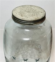 Huge Glass Mason’s Jar, 18” high x 8” diameter,
