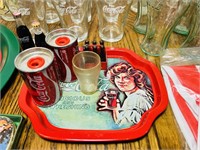 Lot of Coca Cola Glasses, Tin Trays, Inflatable,