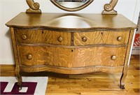 Antique 3 Drawer Stand with Oval Mirror, Very
