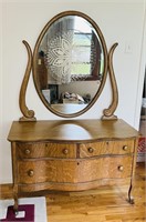 Antique 3 Drawer Stand with Oval Mirror, Very