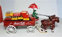 Cast Iron Coca Cola Horses and Carriage, plus 2