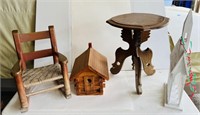 Bird House, Childs Rocking Chair, Small Table,
