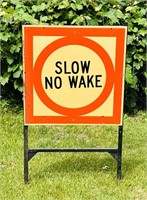 Slow No Wake Sign, nice Metal Frame,