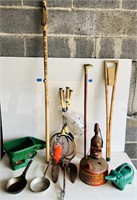 2 Frying Pans, Canes, Walking Stick, Gas Can, etc