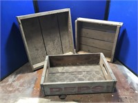 2 Wood Flour Boxes & Vintage Pepsi Crate