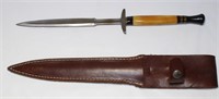 unique custom made large dagger w leather sheath