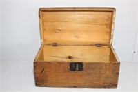 antique wooden doll size dome top trunk