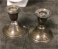Pair of weighted sterling candleholders
