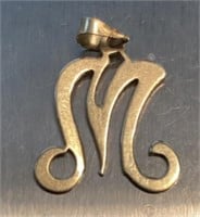 14 karat gold M monogram pendant