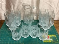 Crystal pitcher and glass set