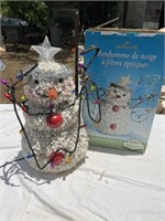 Hallmark Fiber optic snowman,  Bisque Ware