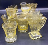 Yellow Depression Glass Creamers and Misc Pieces