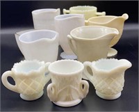 Milk Glass Creamers and Sugar Collection