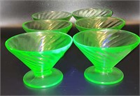 (6) Uranium Glass Dessert Dishes